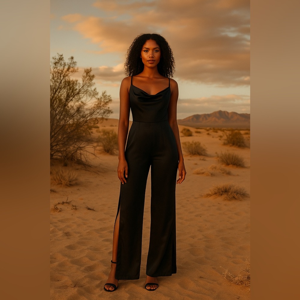 Lulus “Bring the Boldness” Satin Jumpsuit – NWT – Size M